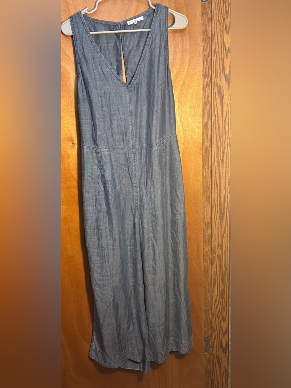 Current Air Chambray Sleeveless‎ V-Neck Open back Wide-Leg Jumpsuit